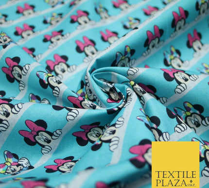 Blue Peeking MINNIE MOUSE Disney Licensed 100% Cotton Digital Print Fabric 4957