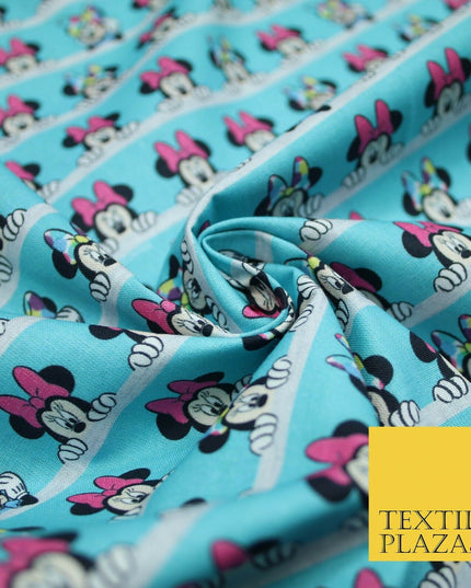 Blue Peeking MINNIE MOUSE Disney Licensed 100% Cotton Digital Print Fabric 4957