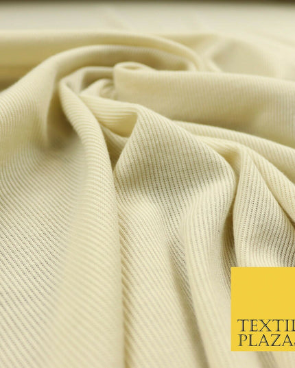 Stone Beige Fine Ribbed Striped Plain Stretch Jersey Fabric Dress Craft 56" 4426