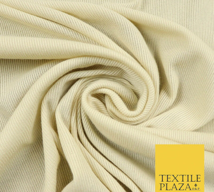 Stone Beige Fine Ribbed Striped Plain Stretch Jersey Fabric Dress Craft 56" 4426