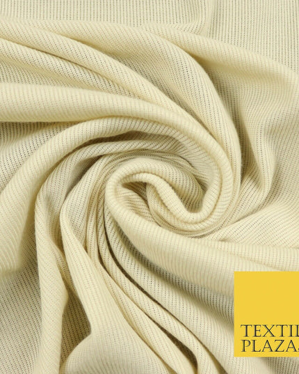 Stone Beige Fine Ribbed Striped Plain Stretch Jersey Fabric Dress Craft 56" 4426