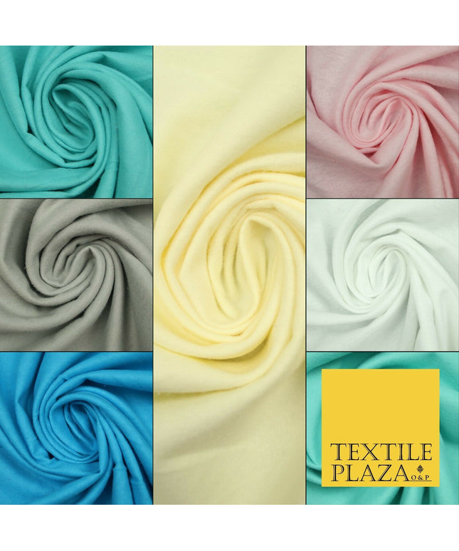Plain Coloured Winceyette Soft 100% Brushed Cotton Fabric Flannel 90cm 7 COLOURS