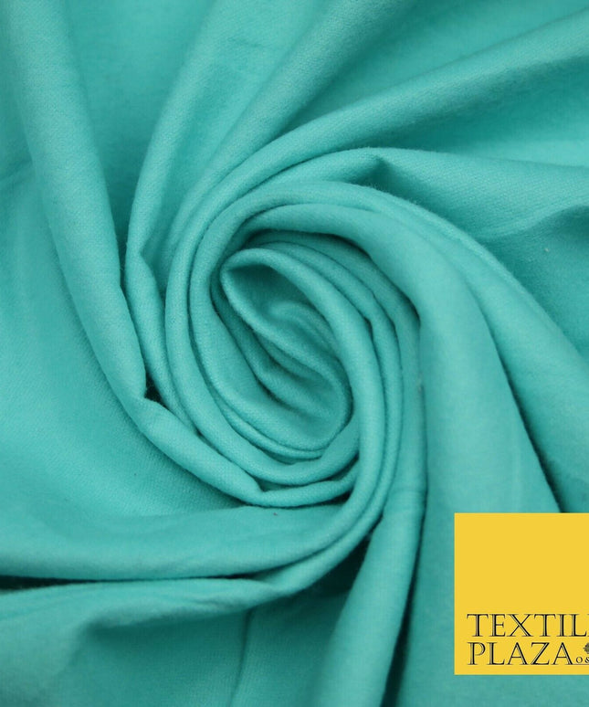 Plain Coloured Winceyette Soft 100% Brushed Cotton Fabric Flannel 90cm 7 COLOURS