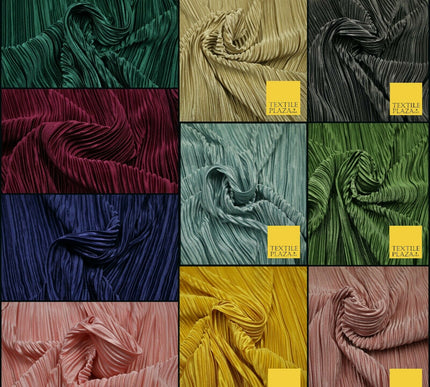Luxury Pleated Crushed Plisse Satin Stretch Fabric Dress Skirt Trousers 58" Wide