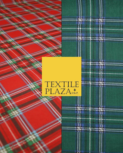 Duke of Rothesay Tartan Check Printed Poly Cotton Fabric Polycotton Mask 45"