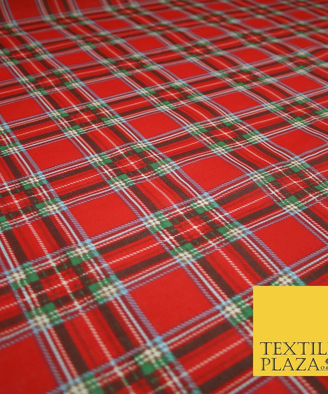 Duke of Rothesay Tartan Check Printed Poly Cotton Fabric Polycotton Mask 45"