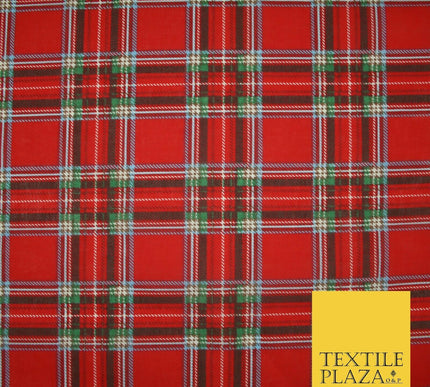 Duke of Rothesay Tartan Check Printed Poly Cotton Fabric Polycotton Mask 45"