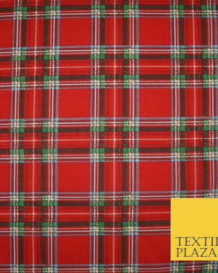 Duke of Rothesay Tartan Check Printed Poly Cotton Fabric Polycotton Mask 45"