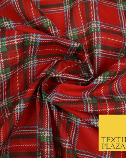 Duke of Rothesay Tartan Check Printed Poly Cotton Fabric Polycotton Mask 45"