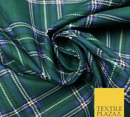 Duke of Rothesay Tartan Check Printed Poly Cotton Fabric Polycotton Mask 45"