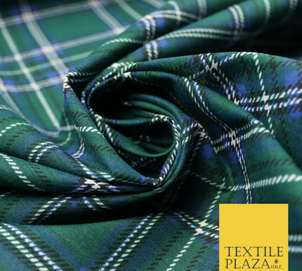 Duke of Rothesay Tartan Check Printed Poly Cotton Fabric Polycotton Mask 45"