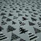 Festive Black & White Christmas Trees Printed Poly Cotton Fabric Polycotton 45"