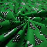 Festive Black & White Christmas Trees Printed Poly Cotton Fabric Polycotton 45"