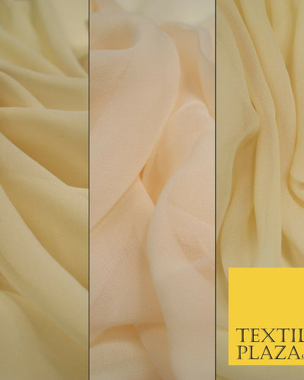 Luxury Beige Peach Nude Plain 100% SILK CHIFFON GEORGETTE Fabric Dress Scarves