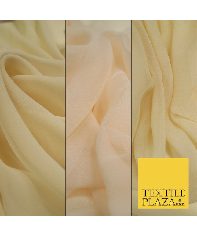 Luxury Beige Peach Nude Plain 100% SILK CHIFFON GEORGETTE Fabric Dress Scarves