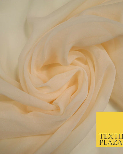 Luxury Beige Peach Nude Plain 100% SILK CHIFFON GEORGETTE Fabric Dress Scarves