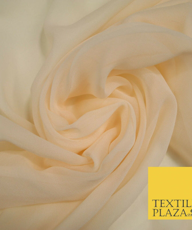 Luxury Beige Peach Nude Plain 100% SILK CHIFFON GEORGETTE Fabric Dress Scarves