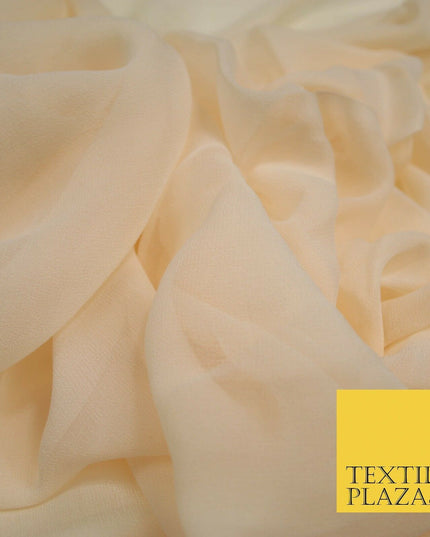 Luxury Beige Peach Nude Plain 100% SILK CHIFFON GEORGETTE Fabric Dress Scarves