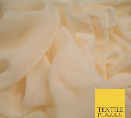 Luxury Beige Peach Nude Plain 100% SILK CHIFFON GEORGETTE Fabric Dress Scarves
