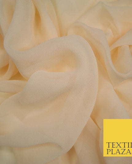 Luxury Beige Peach Nude Plain 100% SILK CHIFFON GEORGETTE Fabric Dress Scarves