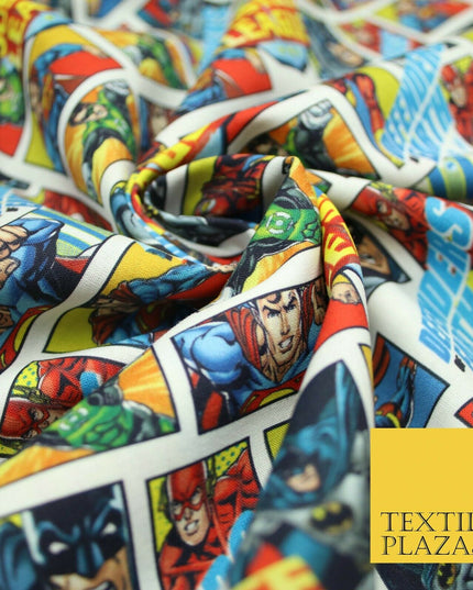 JUSTICE LEAGUE Comic Superman Flash Batman Digital Print 100% Cotton Fabric 4755