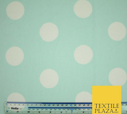 Mint White Large Spot Polka Dot Winceyette Soft Brushed Cotton Print Fabric 3973