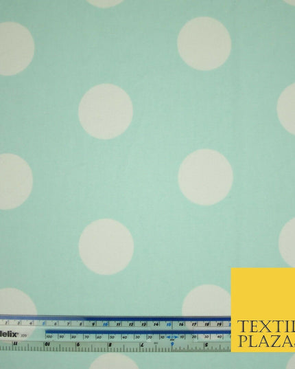 Mint White Large Spot Polka Dot Winceyette Soft Brushed Cotton Print Fabric 3973