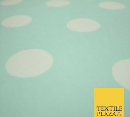 Mint White Large Spot Polka Dot Winceyette Soft Brushed Cotton Print Fabric 3973
