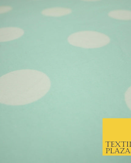 Mint White Large Spot Polka Dot Winceyette Soft Brushed Cotton Print Fabric 3973