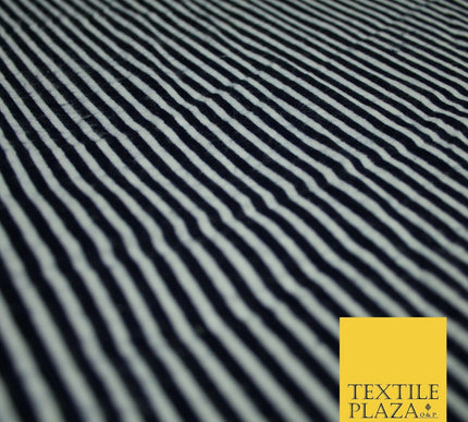 Navy Blue White Candy Stripe Winceyette Soft Brushed Cotton Print Fabric 3974