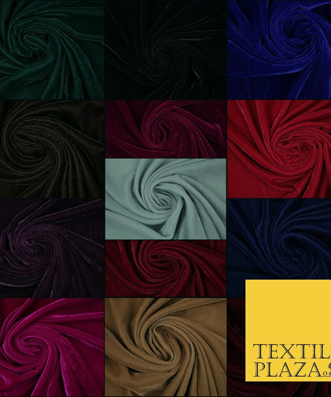 Luxury Soft Plain Micro Velvet Fabric Velour Dress Material Non-Stretch 42/44"