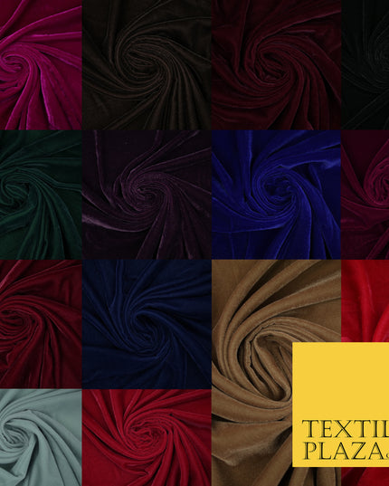 Luxury Soft Plain Micro Velvet Fabric Velour Dress Material Non-Stretch 42/44"