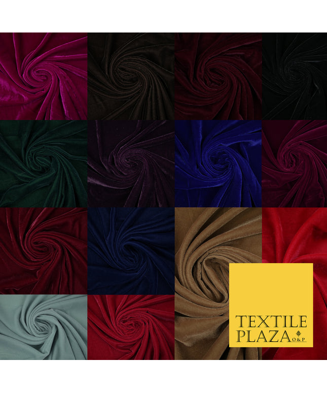 Luxury Soft Plain Micro Velvet Fabric Velour Dress Material Non-Stretch 42/44"