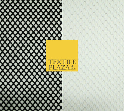 BLACK / WHITE Airtex Fish Net Mesh Sports Stretch Polyester Dress Material 63"