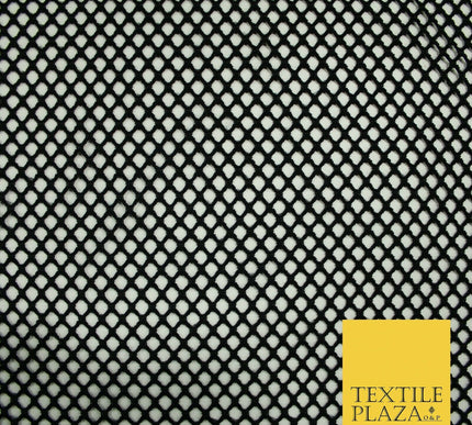 BLACK / WHITE Airtex Fish Net Mesh Sports Stretch Polyester Dress Material 63"