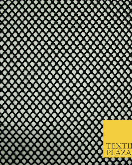 BLACK / WHITE Airtex Fish Net Mesh Sports Stretch Polyester Dress Material 63"