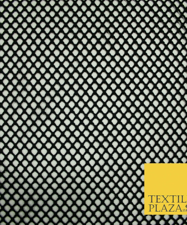 BLACK / WHITE Airtex Fish Net Mesh Sports Stretch Polyester Dress Material 63"