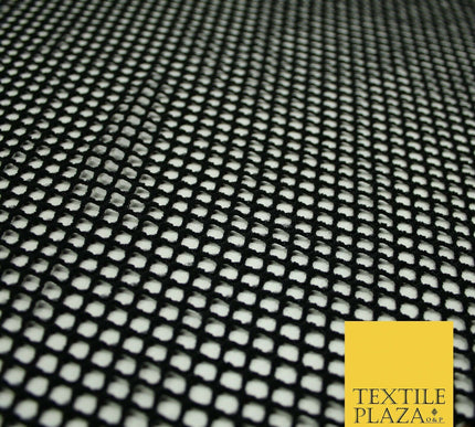 BLACK / WHITE Airtex Fish Net Mesh Sports Stretch Polyester Dress Material 63"