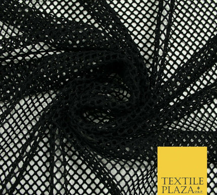 BLACK / WHITE Airtex Fish Net Mesh Sports Stretch Polyester Dress Material 63"