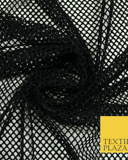 BLACK / WHITE Airtex Fish Net Mesh Sports Stretch Polyester Dress Material 63"