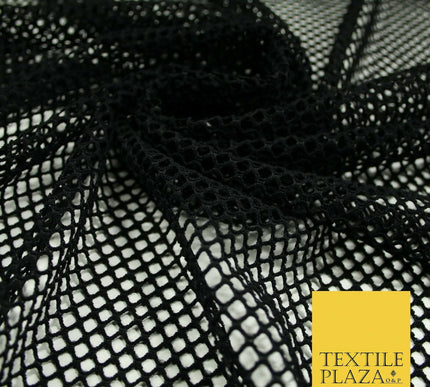 BLACK / WHITE Airtex Fish Net Mesh Sports Stretch Polyester Dress Material 63"