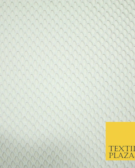 BLACK / WHITE Airtex Fish Net Mesh Sports Stretch Polyester Dress Material 63"