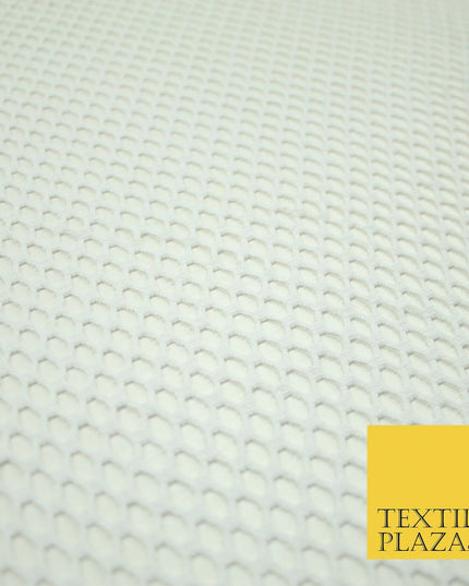 BLACK / WHITE Airtex Fish Net Mesh Sports Stretch Polyester Dress Material 63"