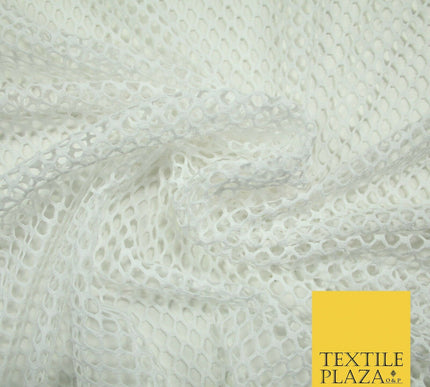 BLACK / WHITE Airtex Fish Net Mesh Sports Stretch Polyester Dress Material 63"