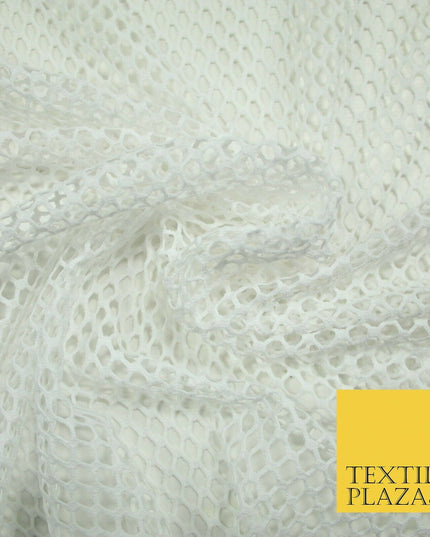 BLACK / WHITE Airtex Fish Net Mesh Sports Stretch Polyester Dress Material 63"