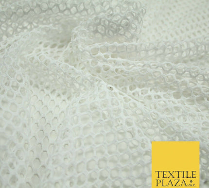 BLACK / WHITE Airtex Fish Net Mesh Sports Stretch Polyester Dress Material 63"