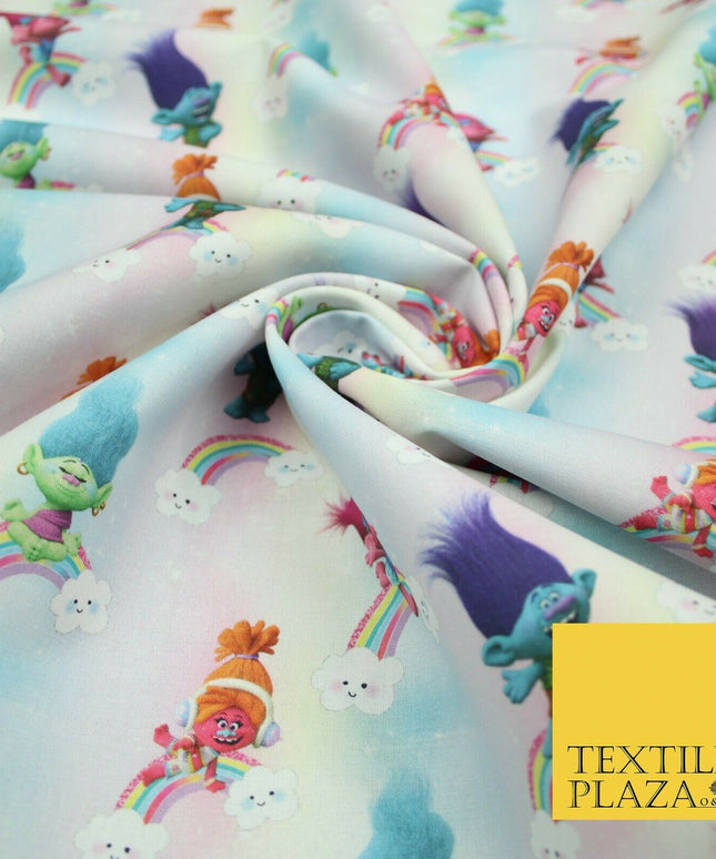 TROLLS Characters Magical Rainbow Digital Print 100% Cotton Fabric 59" 5159