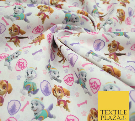 PAW PATROL Skye Everest Badge Bones Digital Print 100% Cotton Fabric 59" 5161