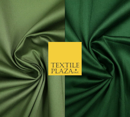 Olive / Bottle Green Premium Plain COTTON Sateen Fabric Suits Shirts Trousers59"