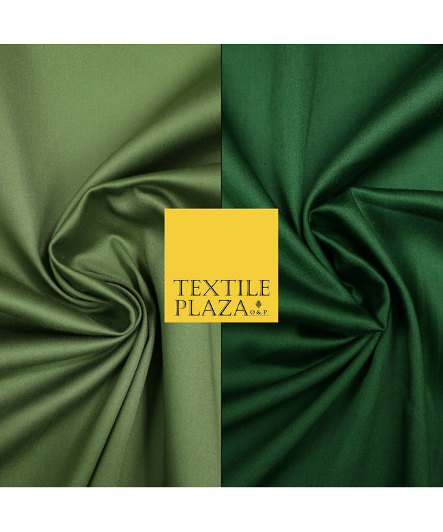 Olive / Bottle Green Premium Plain COTTON Sateen Fabric Suits Shirts Trousers59"